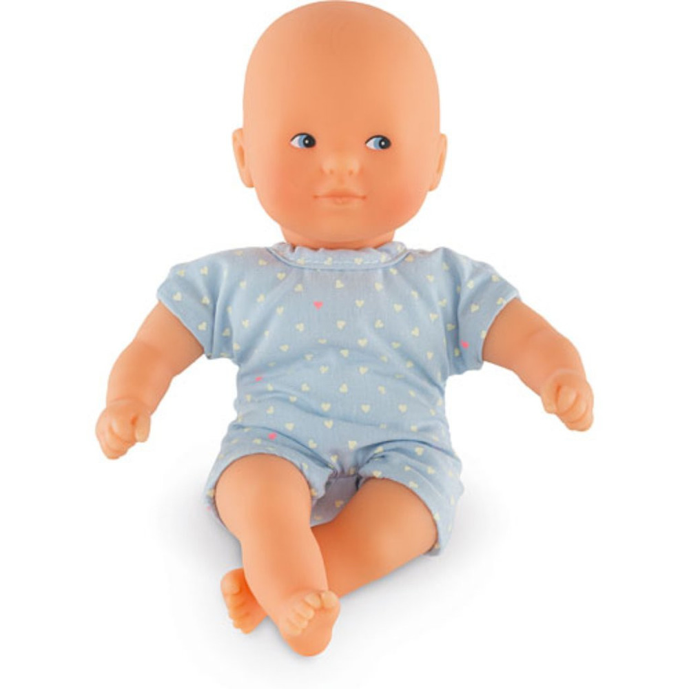 New in Box-Corolle Mini Bath Calin Doll Sweet Hearts-Blue 8"